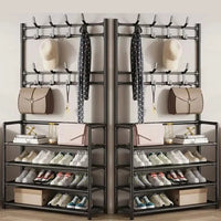 Clothes Hanger Multi-Layer Shoe Rack Doorway DIY Hat And Shoes Shelf Simple Floor-Standing Living Room Organizer Storage Racks