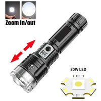 High Power White Laser LED Flashlight Built-in Battery USB Rechargeable Strong Light Tactical Torch Outdoor Camping Hiking Lamp