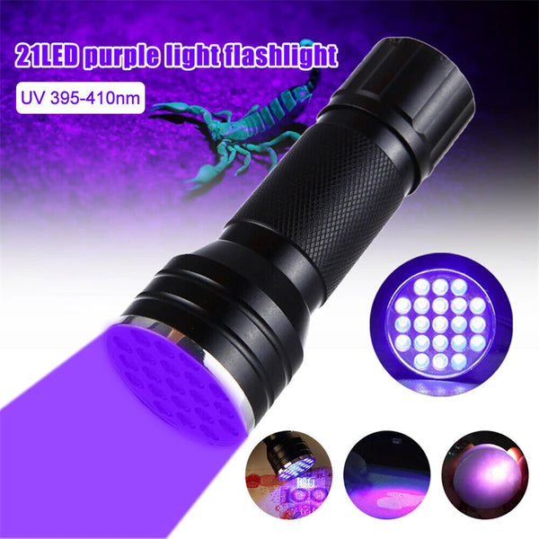 21LED UV Flashlight Glue Curing Flashlamp Ultraviolet Ink Dryer Money Fluorescer Detector UV Oil Curing Purple Light Torch