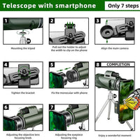 Portable Zoom HD 5000M Telescope Folding Long Distance Mini Powerful Telescope for Hunting Sports Outdoor Camping Travel Jack's Clearance