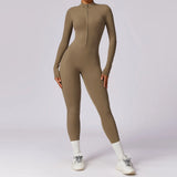 Winter Autumn Women's One-piece Yoga Jumpsuit leggings Long-sleeved Warm ski Overalls Outerwear High Elastic Cycling Bodysuit