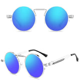 Retro Men Punk Style Sunglasses Colorful Round Metal Frame Women Fashion Sunglasses Uv400 2023