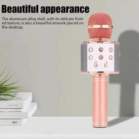 WS858 Professional Handheld Wireless Karaoke Microphone USB Speaker Microphone for Kids Music Player Singing Recorder KTV