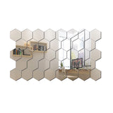 45pcs Mirror Wall Sticker, Hexagon Wall Art Sticker, DIY Household Decorative Tiles Sticker