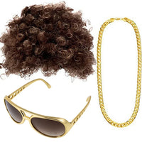 Disco Hip Hop Costume Set - Funky Afro Wig & Accessories