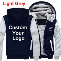 Men Fashion Hoodies Custom Your Logo Jackets Men Winter Zipper Hoodies Outdoor Casual Thicken Warm Jacket Coats