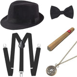 1920s Mens Gatsby Gangster Accessories Set Panama Hat Suspender Bow Tie 20s Great Gatsby Accessories