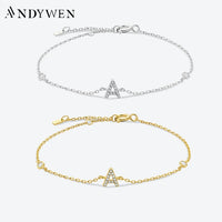 925 Sterling Silver Initial 26 Letters Alphabet Monogram Gold Name Bracelet Crystal CZ Zircon 2024 Fashionable Jewelry