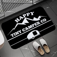 Non-slip Washable Kitchen Mat - Happy Campers Design, Absorbent Bathroom Rug, Caravan Doormat