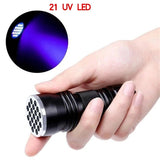 21LED UV Flashlight Glue Curing Flashlamp Ultraviolet Ink Dryer Money Fluorescer Detector UV Oil Curing Purple Light Torch