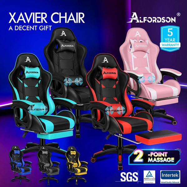 ALFORDSON Gaming Office Chair Racing Massage Leather Computer Seat Footrest Jack's Clearance