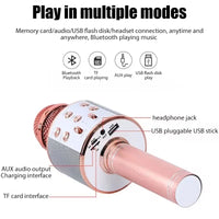 WS858 Professional Handheld Wireless Karaoke Microphone USB Speaker Microphone for Kids Music Player Singing Recorder KTV