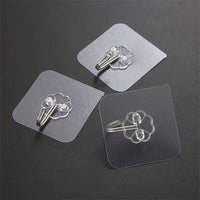 10PCS Transparent Stainless Steel Adhesive Hooks - Key Storage Hanger, Multi-Function