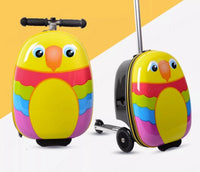 Kids Skateboard Luggage Schoolbag Folding Trolley Case Children's Suitcase on Wheels Travel Bag Cartoon Skating Ride Scooter