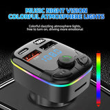 Bluetooth 5.0 Car FM Transmitter PD Type-C Dual USB Ambient Player MP3 Charger Type-C Wireless Light 18W Handsfree PD QC3.0 Y3Z4