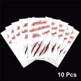 Halloween Zombie Acars Tattoos Waterproof 3D Bite Mark Tattoo Sticker With Fake Scab Blood Special Costume Small Neck Fake Tatoo