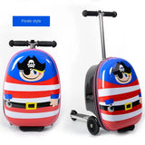 Kids Skateboard Luggage Schoolbag Folding Trolley Case Children's Suitcase on Wheels Travel Bag Cartoon Skating Ride Scooter