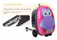 Kids Skateboard Luggage Schoolbag Folding Trolley Case Children's Suitcase on Wheels Travel Bag Cartoon Skating Ride Scooter