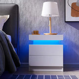 Side Bed Table With LED Light Bedside Tables for the Bedroom Furniture Generic Nightstand Set of 2 LED Nightstand With 2 Drawers