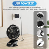 Small USB Clip On Fan, Portable Personal Clip Fan For Home Office Travel Bed Stroller Camping Outdoor Golf Cart Fan