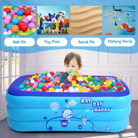 Inflatable Family Swimming Pool with Bubble Bottom – 43"x28"x15" Kids' Outdoor Summer Fun