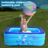 Inflatable Family Swimming Pool with Bubble Bottom – 43"x28"x15" Kids' Outdoor Summer Fun