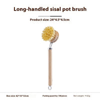 Kitchen Gadget Natural Wooden Brush Sisal Household Kitchen Short Handle Coconut Palm Cleaning Decontamination Brush