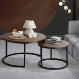 Oikiture Set of 2 Coffee Table Round Marble Nesting Side End Table Furniture