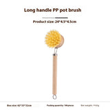 Kitchen Gadget Natural Wooden Brush Sisal Household Kitchen Short Handle Coconut Palm Cleaning Decontamination Brush