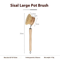 Kitchen Gadget Natural Wooden Brush Sisal Household Kitchen Short Handle Coconut Palm Cleaning Decontamination Brush