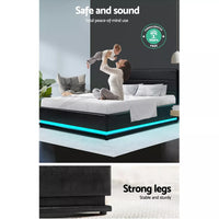 Artiss Bed Frame Queen Size RGB LED Gas Lift Storage Mattress Base Black LUMI