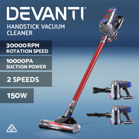 Devanti Handheld Vacuum Cleaner Cordless Stick Handstick Vac Bagless 2-Speed Red