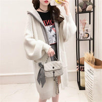 Women's jacket 2020 new autumn and winter knit cardigan Korean version of the long hooded wild thickened loose sweater female Jack's Clearance