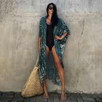 Beach Cover Ups for Swimwear | Women Black Tie Dye Kimono Jack's Clearance