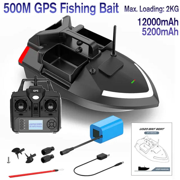 V020 GPS Fishing Bait Boat 500m Remote Control Bait Boat Dual Motor Fish Finder Support Automatic Cruise/Return/Route Correction Jack's Clearance