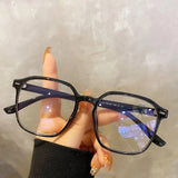 Square polygon Frame Plain glasses blue membrane Glasses all can match Men Women Fashion glasses lenses Blocking Glasses Eyewear Jack's Clearance