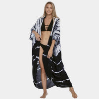 Beach Cover Ups for Swimwear | Women Black Tie Dye Kimono Jack's Clearance