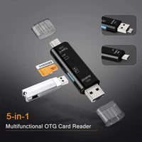 5 in 1 Multifunction Usb 2.0 Type C/Usb /Micro Usb/Tf/SD Memory Card Reader OTG Card Reader Adapter Mobile Phone Accessories Jack's Clearance