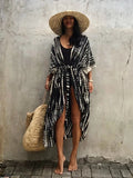 Beach Cover Ups for Swimwear | Women Black Tie Dye Kimono Jack's Clearance