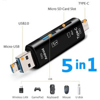 5 in 1 Multifunction Usb 2.0 Type C/Usb /Micro Usb/Tf/SD Memory Card Reader OTG Card Reader Adapter Mobile Phone Accessories Jack's Clearance