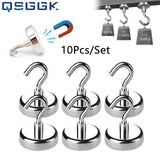 10Pcs Strong Magnetic Hooks Practical load bearing Hook Multi-Purpose storage For Home Kitchen Bar Storage Key Coat Cup Hanging Jack's Clearance