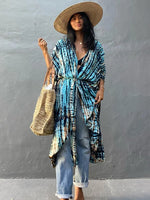 Beach Cover Ups for Swimwear | Women Black Tie Dye Kimono Jack's Clearance