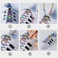 Elastic No Tie Shoelaces Colorful Flat Shoe laces Sneakers shoelace Metal Lock Lazy Laces for Kids Adult One size fits all shoes Jack's Clearance