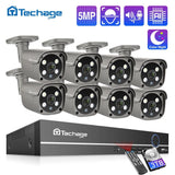 Techage Security Camera System 8CH 5MP HD POE NVR Kit CCTV Two Way Audio AI Face Detect Outdoor Video Surveillance IP Camera Set Jack's Clearance