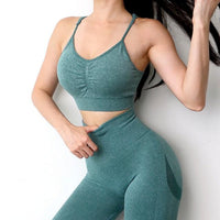 Seamless Yoga Set Fitness Sports Suits Gym Clothing Two Piece Set Women Yoga clothes High Waist Push Hip Leggings Workout Pants Jack's Clearance