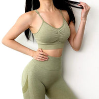 Seamless Yoga Set Fitness Sports Suits Gym Clothing Two Piece Set Women Yoga clothes High Waist Push Hip Leggings Workout Pants Jack's Clearance